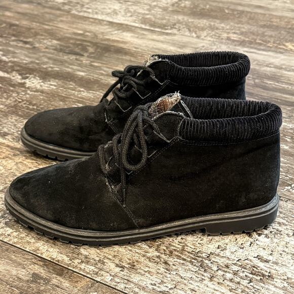 Amanda Scott Shoes Womens Size 9‎ Black Lace Up Suede Ankle Boots Comfort Casual - Picture 1 of 9